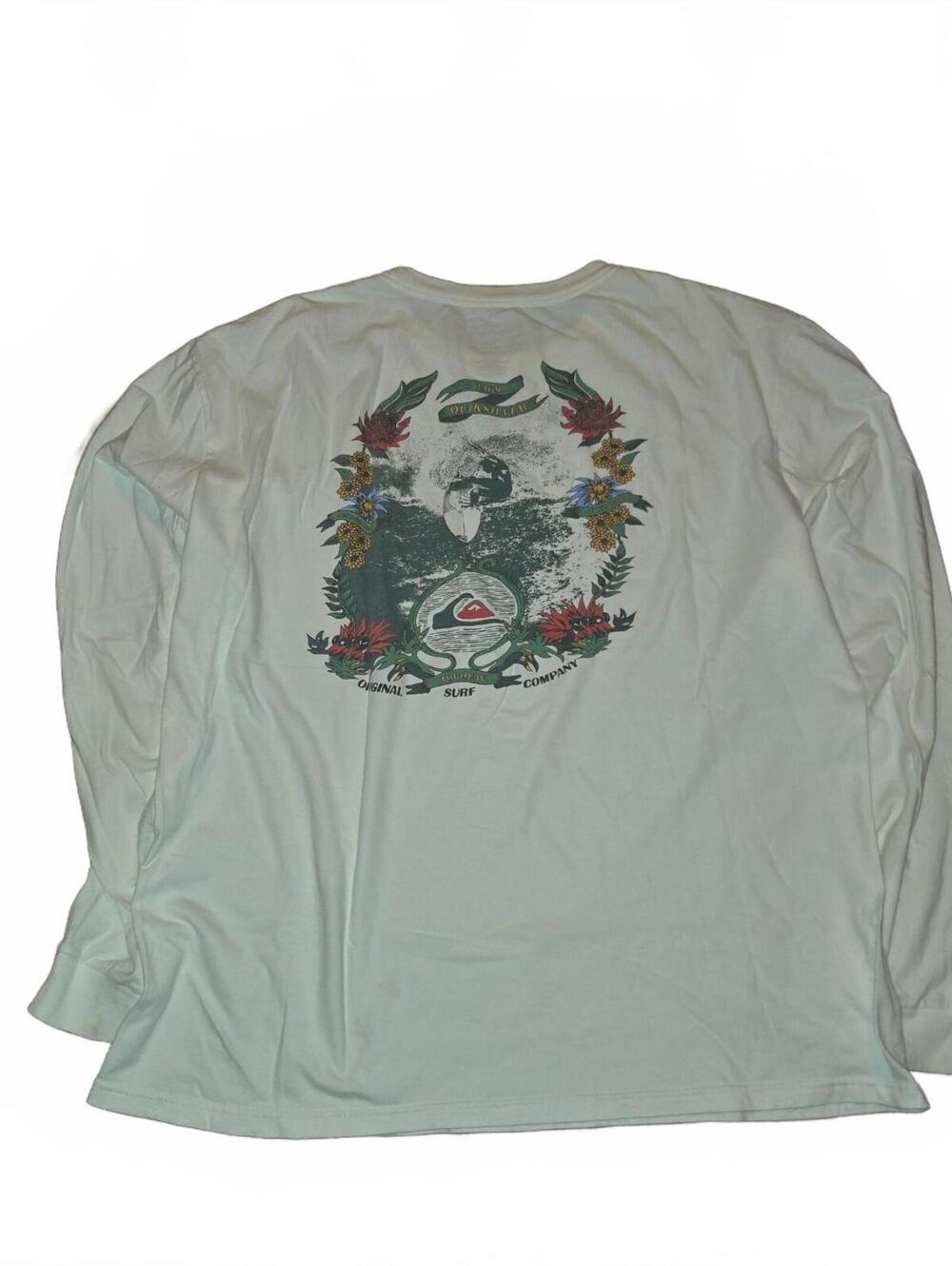 Quiksilver Modern Graphic Long Sleeve T-Shirt Men's XL White Big Back Graphic